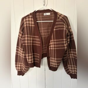 Hollister Brown Checkered Women's Cardigan